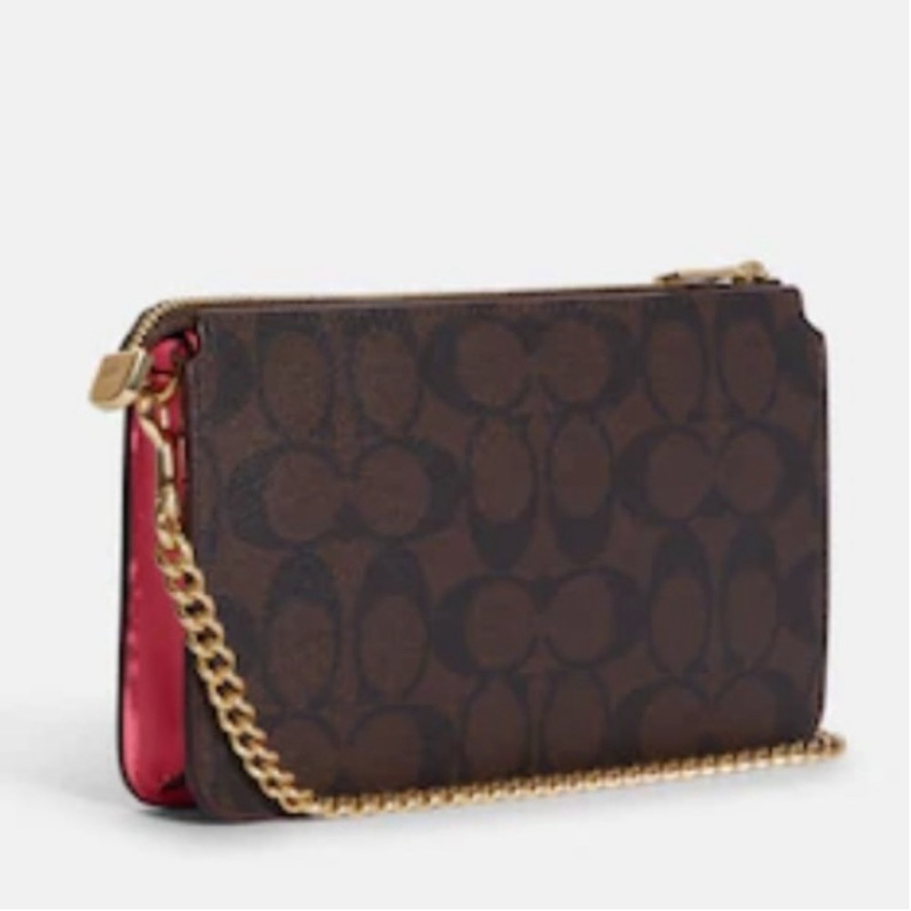 Coach Poppy Crossbody With Card Case In Signature Canvas - Picture 2 of 5